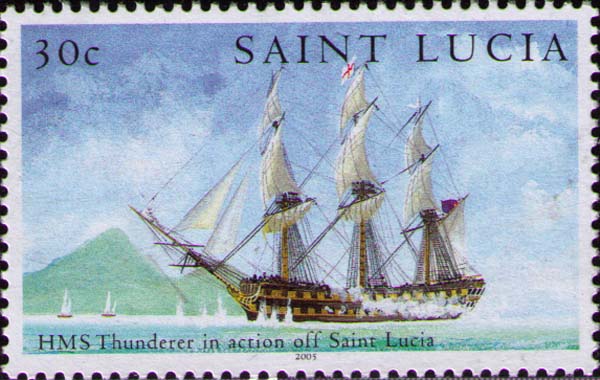 HMS «Thunderer» in action off Saint Lucia