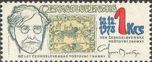 Alfons Mucha and design of 1918 Hradcany stamp