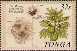 Map of Tofua island, breadfruit